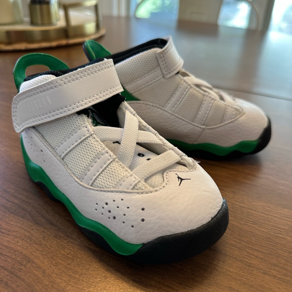 Kids Air Jordan’s -White and Green